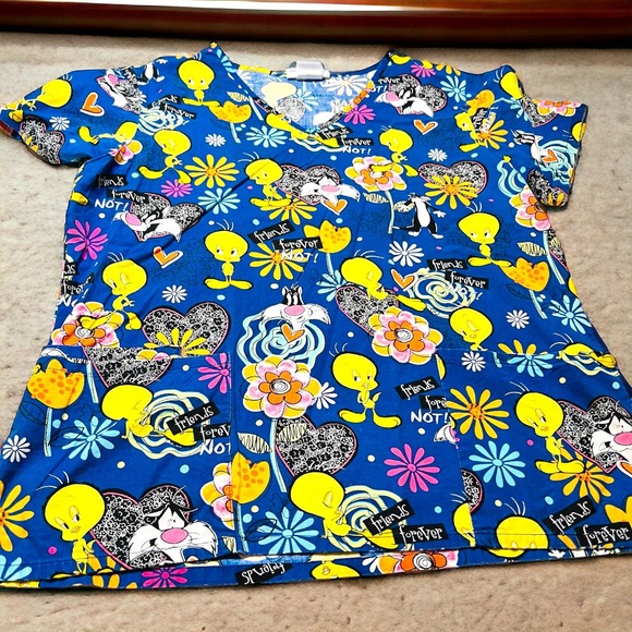 Looney Tunes Tweety Sabastian med blue background medical office childcare vet - Picture 1 of 11